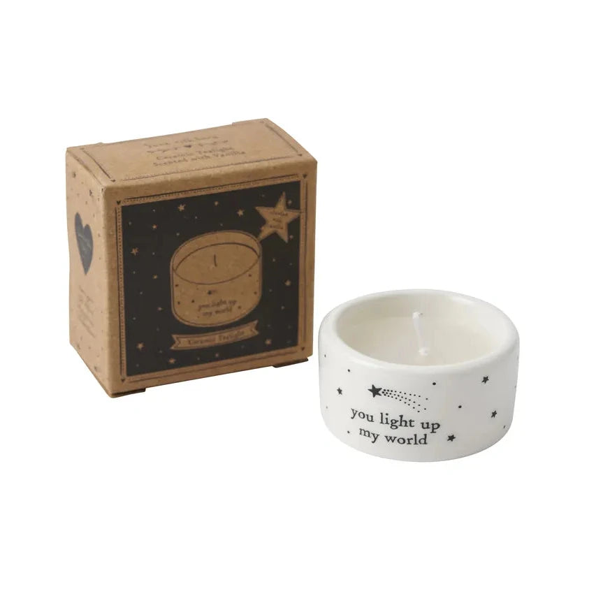 ‘You Light up my World’ Ceramic Tea light Holder
