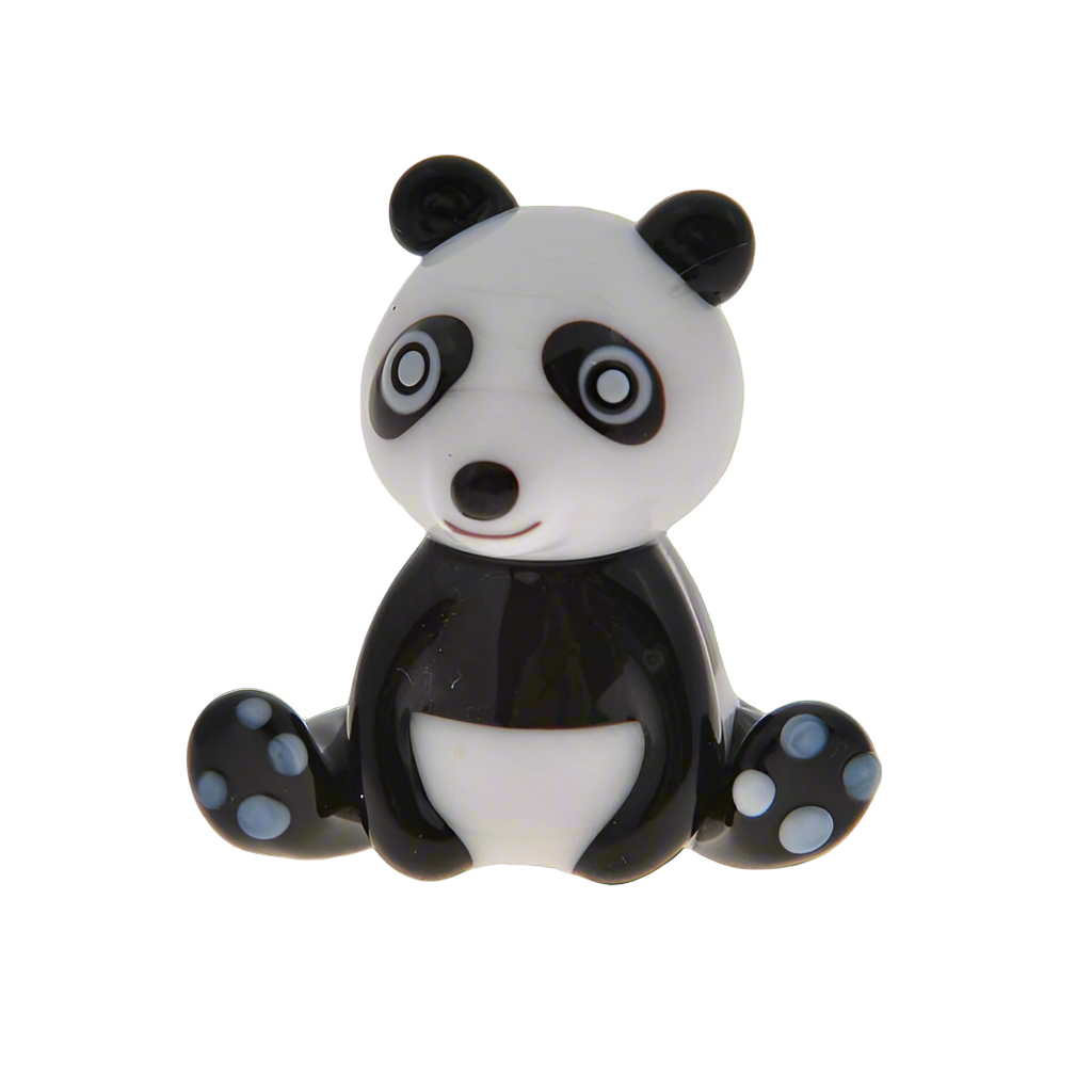 Glass Sitting Panda with Spotty Paws