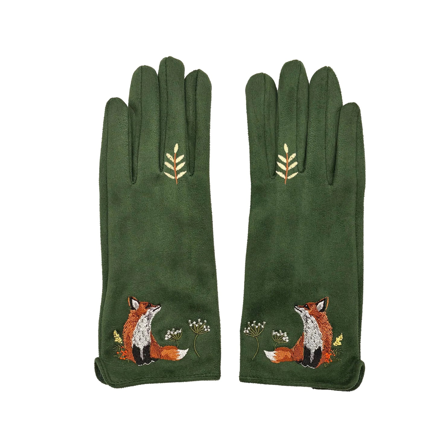 Secret Garden Embroidered Touchscreen Fox Gloves