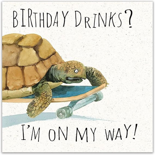 Tortoise, Birthday Drinks?? Greetings Card