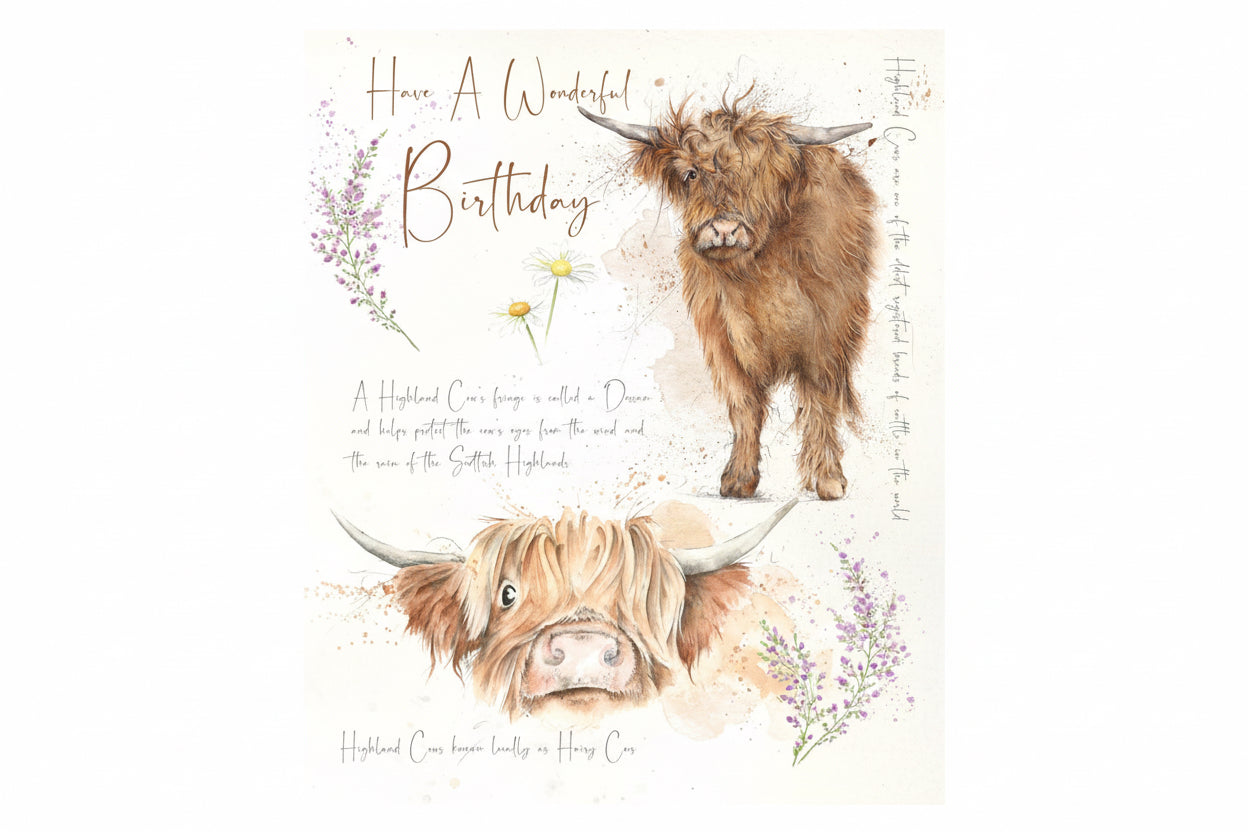 Highland Cow Birthday Card