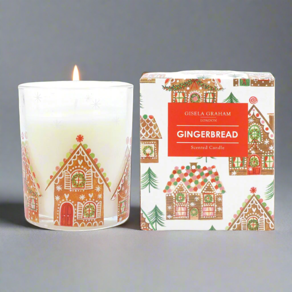 Glass Gingerbread Scented Christmas Candle, Boxed