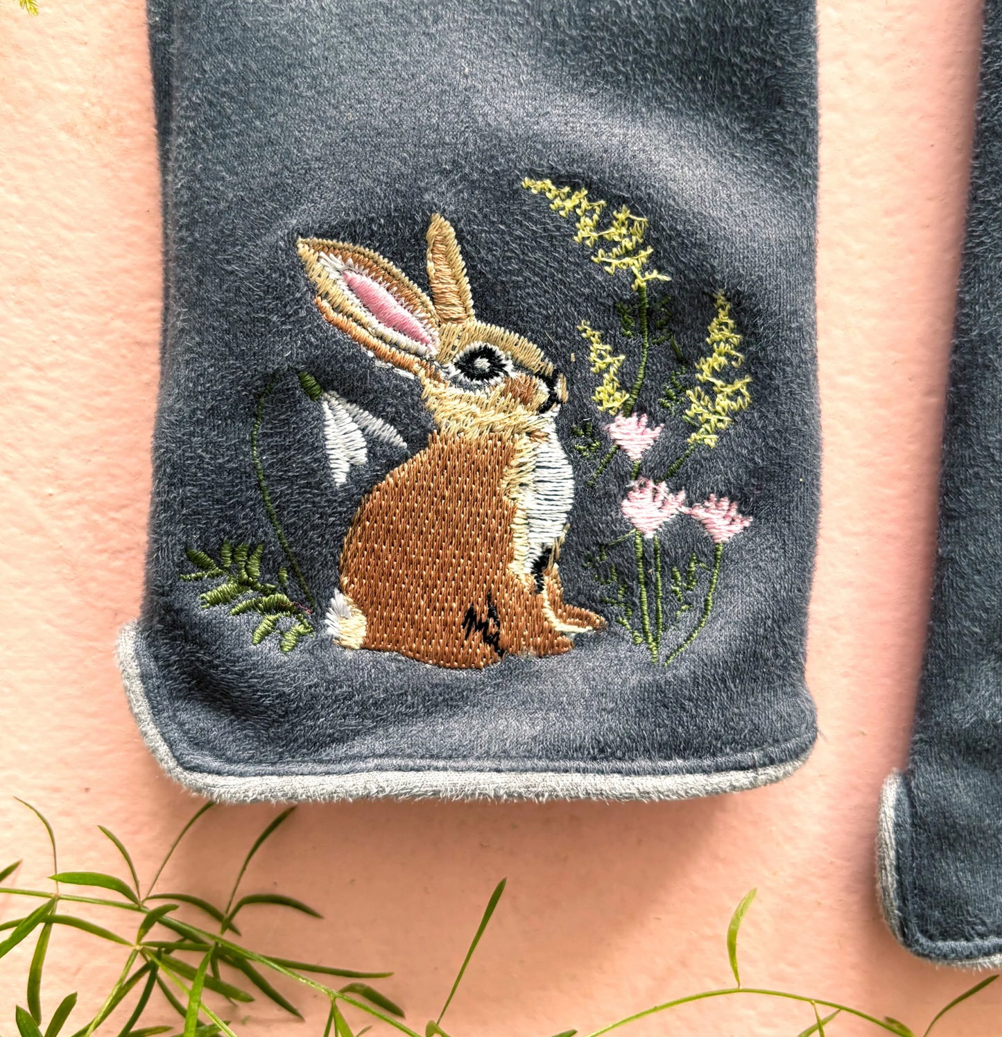 Secret Garden Embroidered Touchscreen Rabbit Gloves