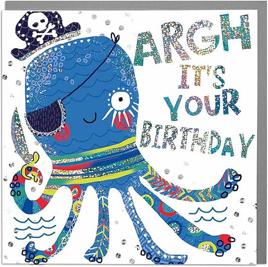 Octopus, Arghh, its your Birthday, Greetings Card