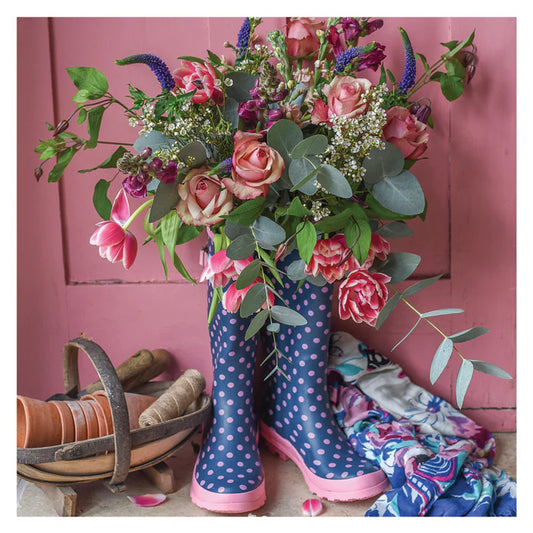 The Garden Studio Spotty Wellies Greetings Card