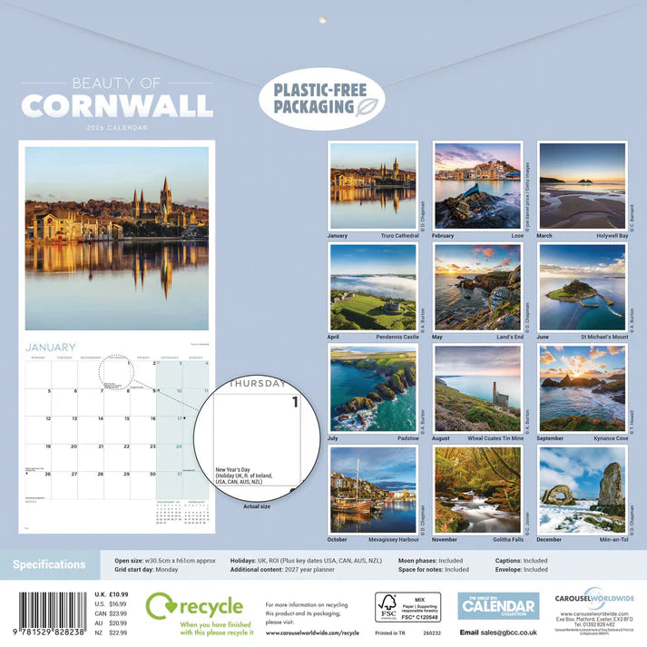 Beauty of Cornwall Calendar, 2026