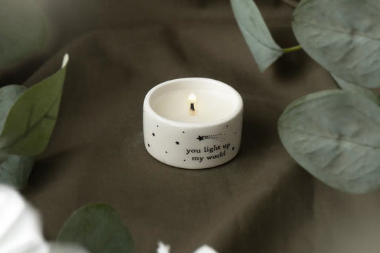 ‘You Light up my World’ Ceramic Tea light Holder