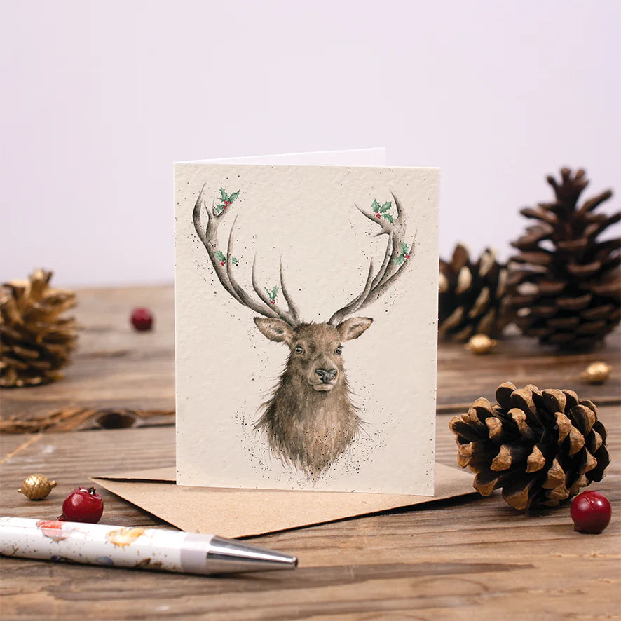 'Christmas Stag' Miniature Greetings Card