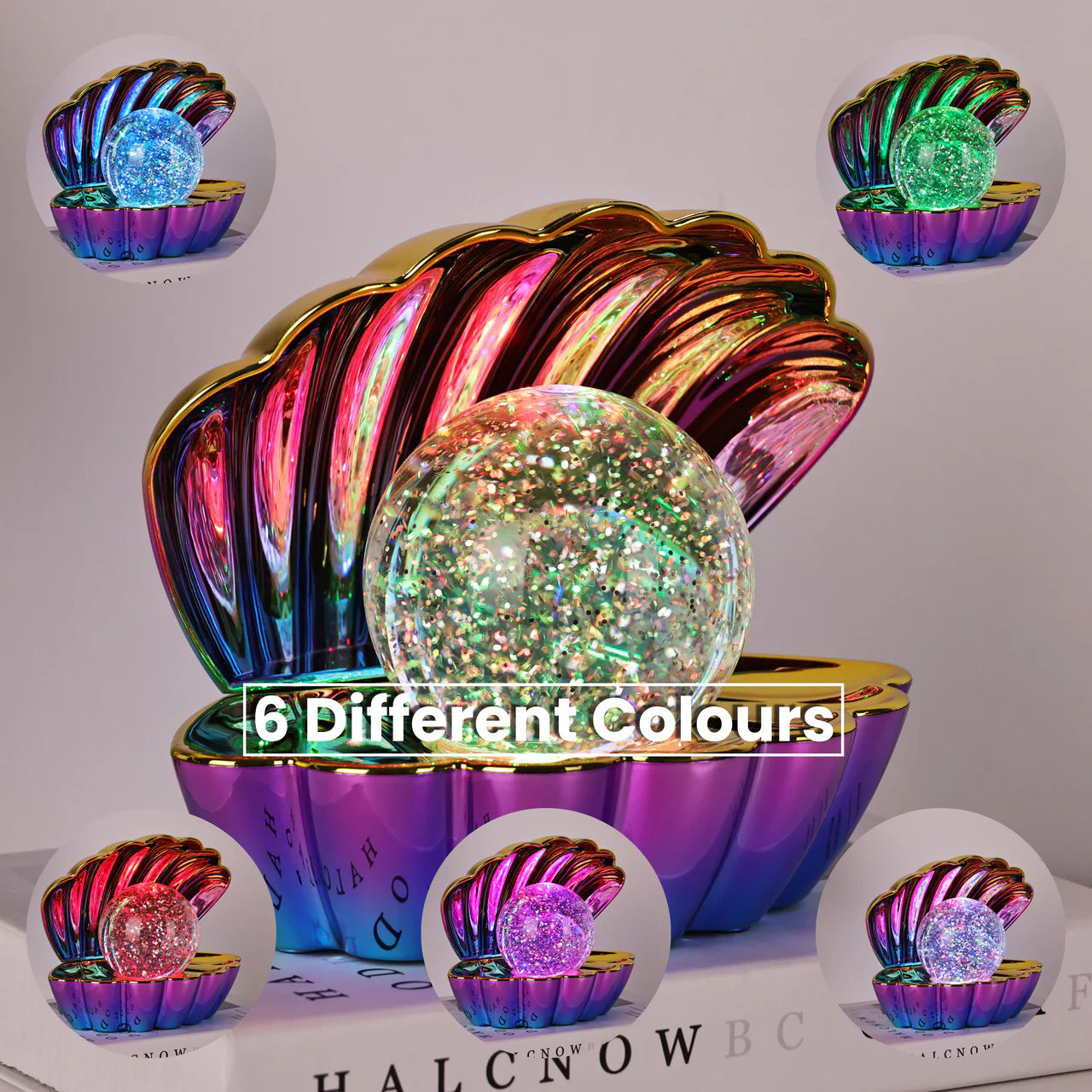 Colour Changing Mood Lamp Clam Shell - Metallic Rose Gold