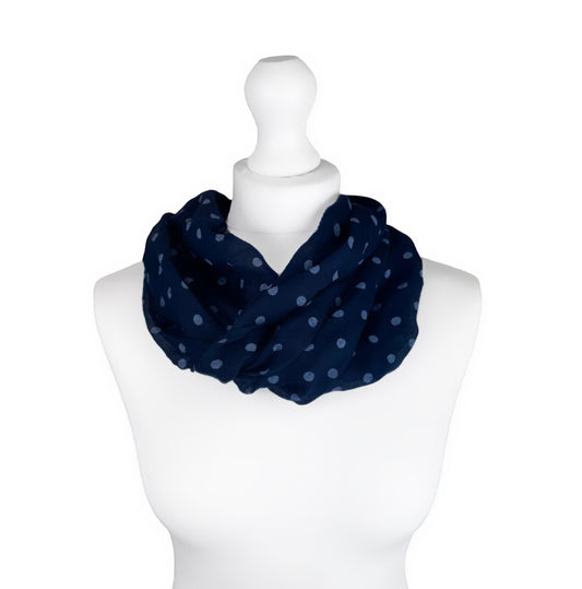 Polka Dot Print Scarf, Navy