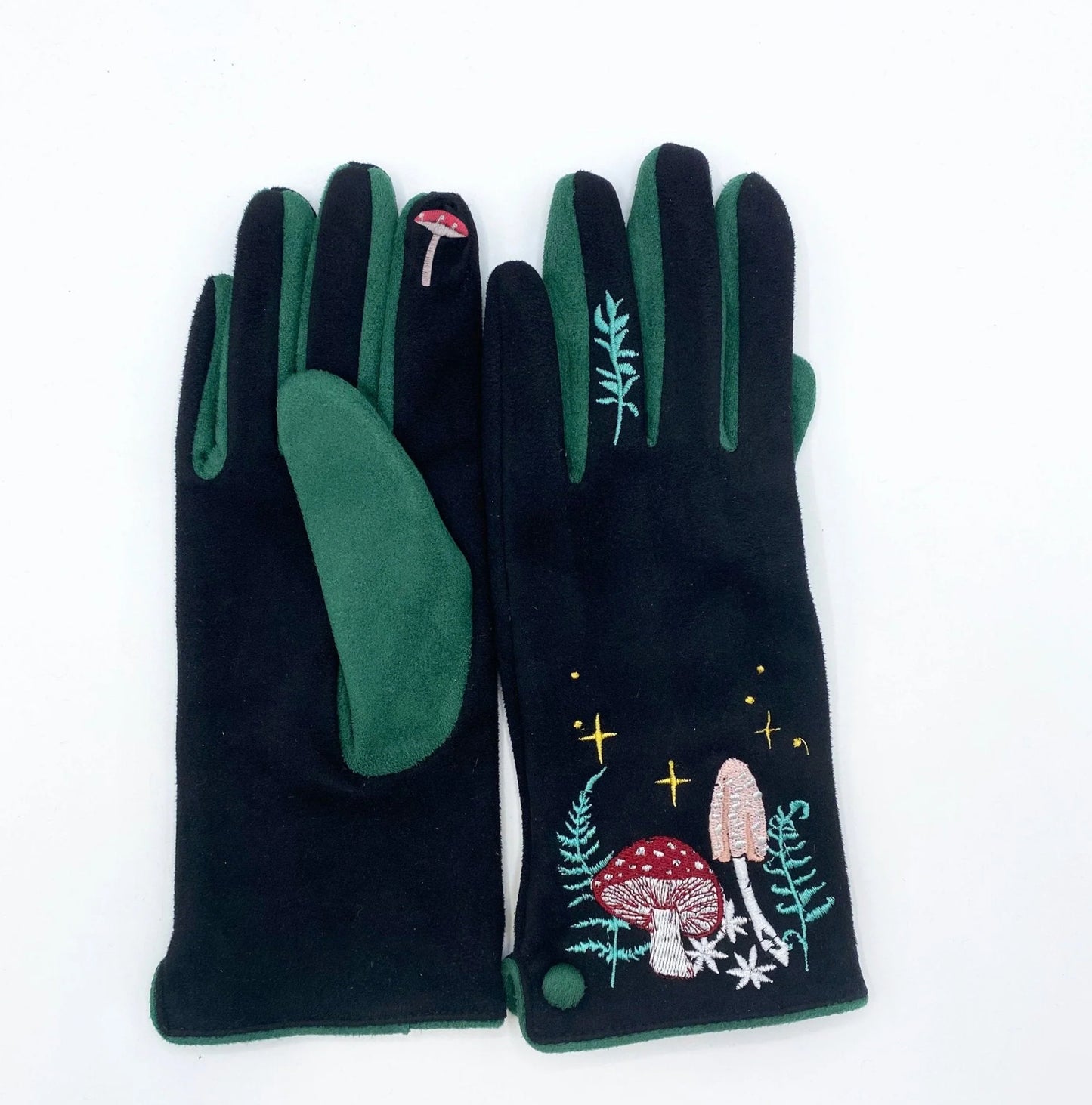 Secret Garden Embroidered Touchscreen Foliage Gloves