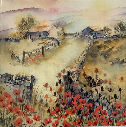 Whisper in the Wind Farmyard Poppies Greetings Card