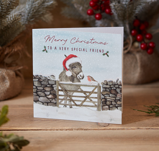 Donkey & Robin Christmas Card