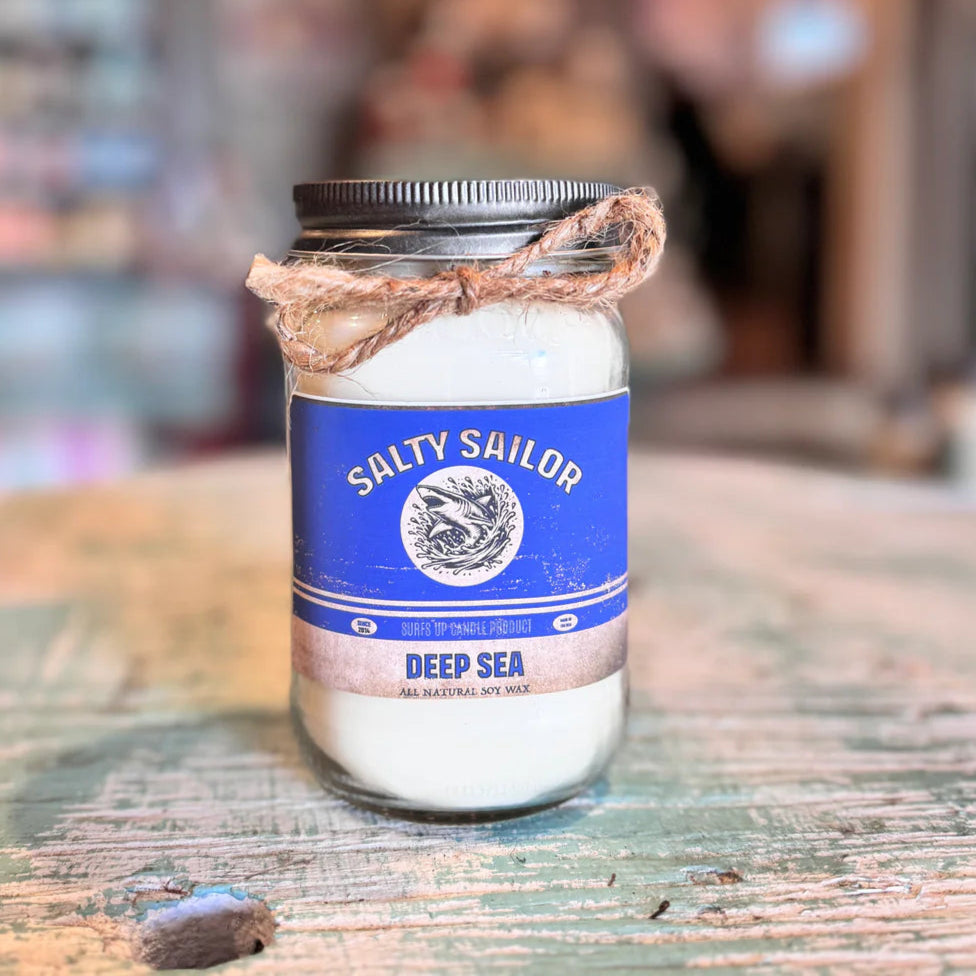 Surfs Up Salty Sailor Deep Sea, Soy Wax 16oz Mason Jar Candle