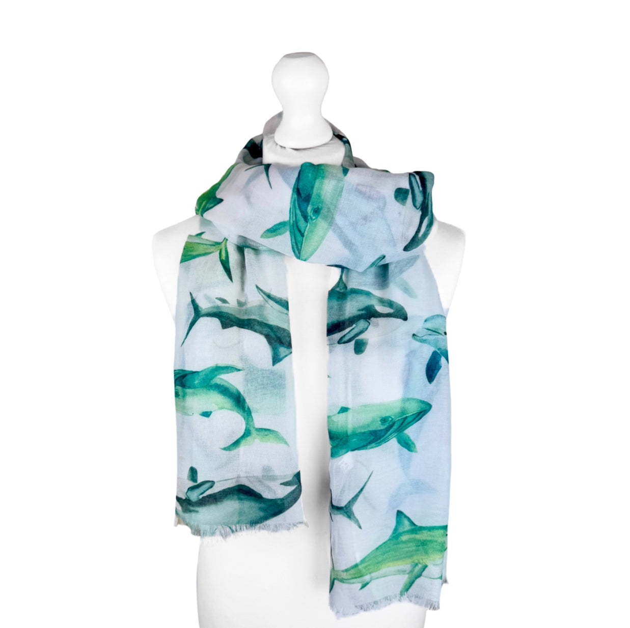 Dolphin, Whale & Shark Scarf, Green