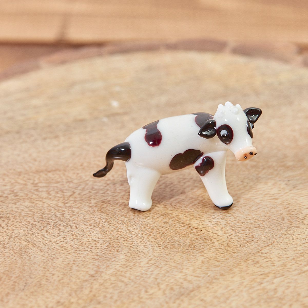 Glass Black and White Cow