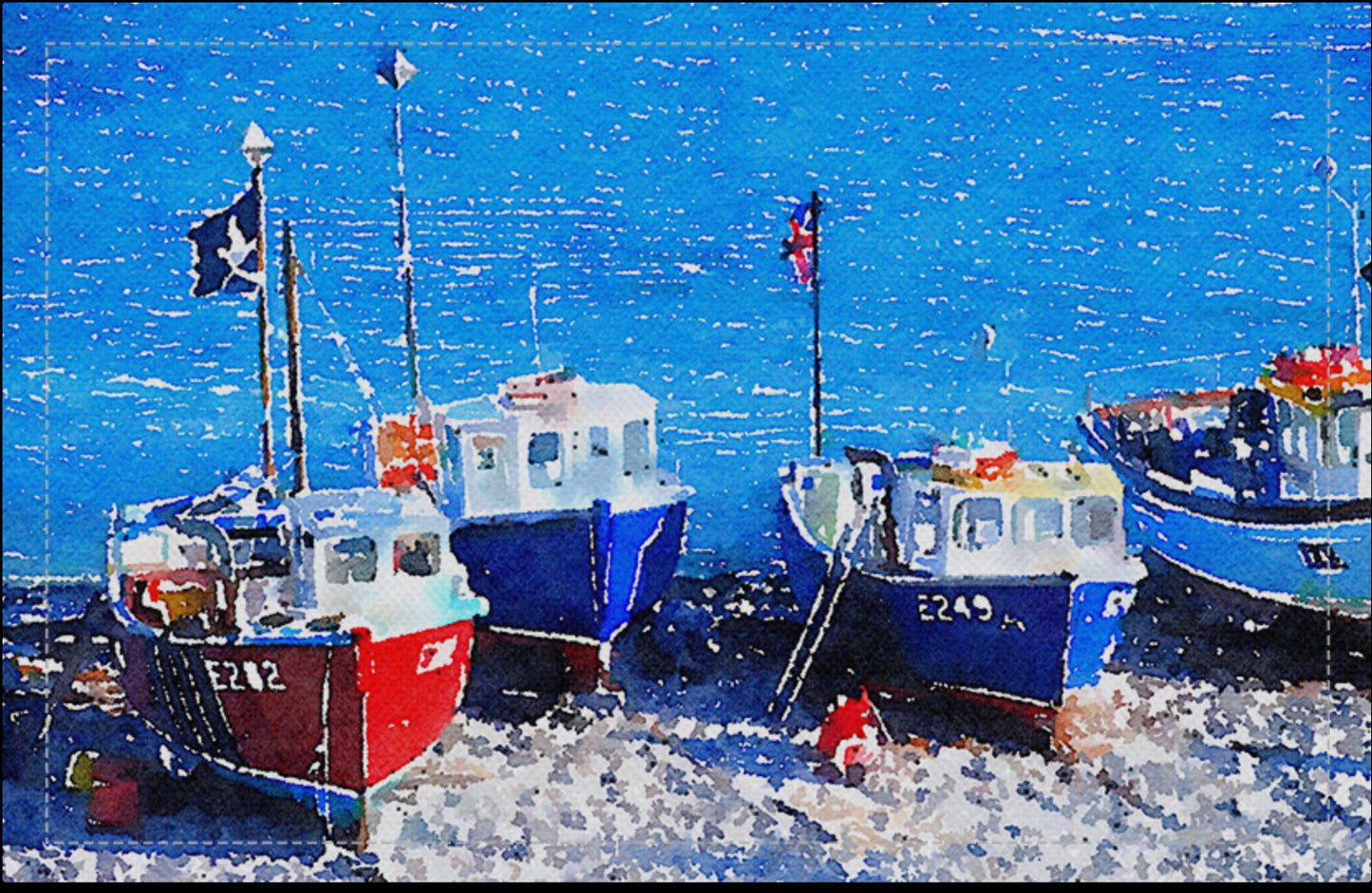 Fishing Boats Cotton Tea Towel