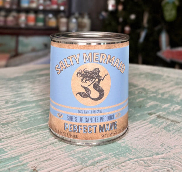 Surfs Up Salty Mermaid, Soy Wax 16oz Paint Can Candle