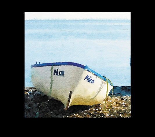 Blue Boat Mini Greetings Card