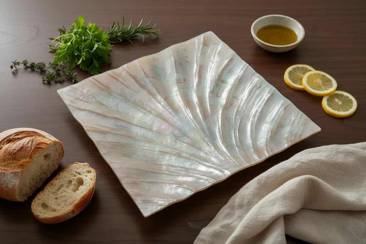 Silver Glass Square Plate, Large