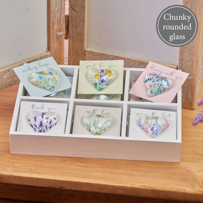 Glass Spring Flower Heart Token