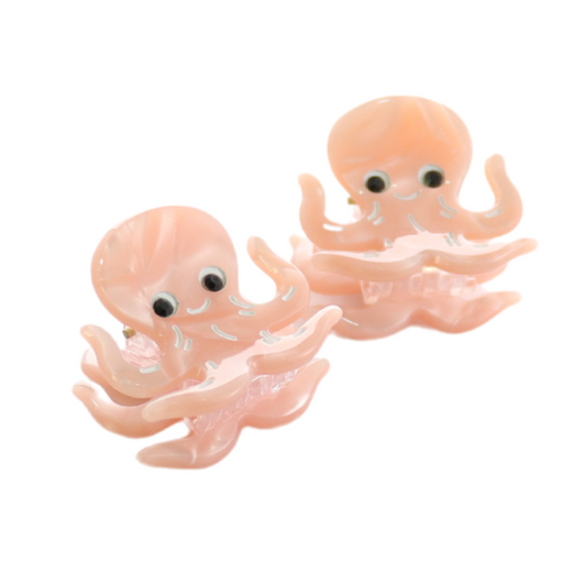 Mini Octopus Hair Claw Clips, Twin Pack, Pink