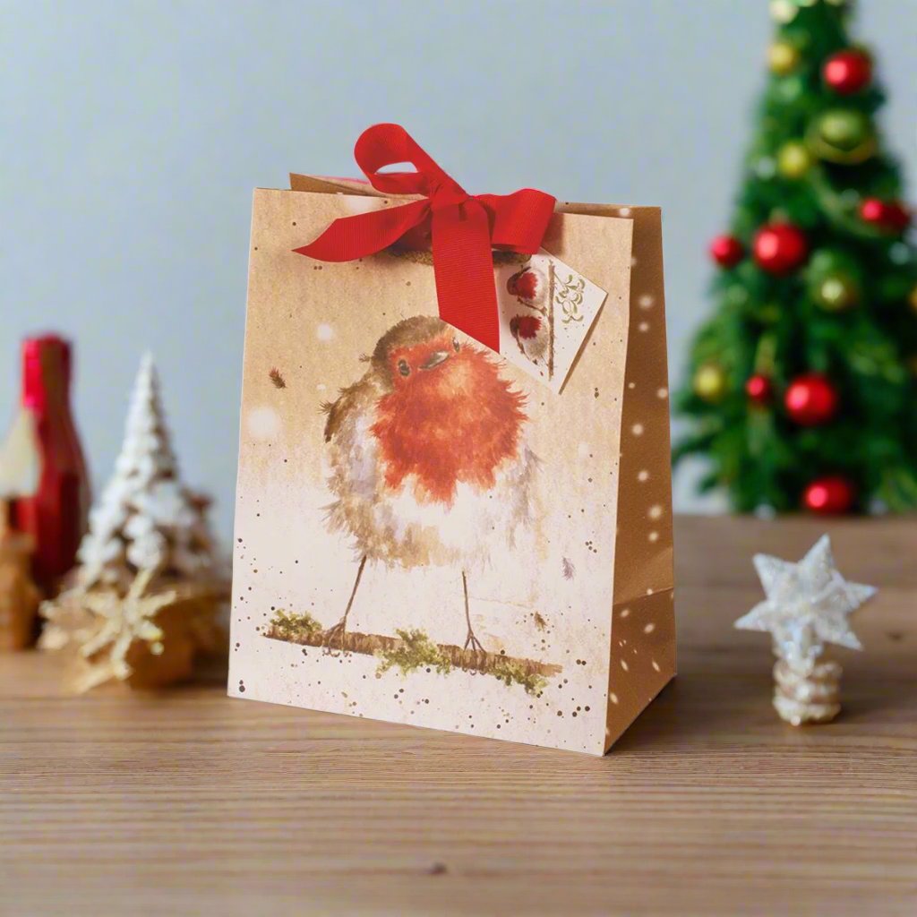 Medium Robin Christmas Gift Bag