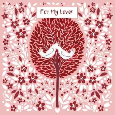 'For my Lover', Love Birds Card