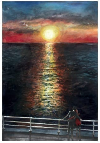 September Sunset Greetings Card