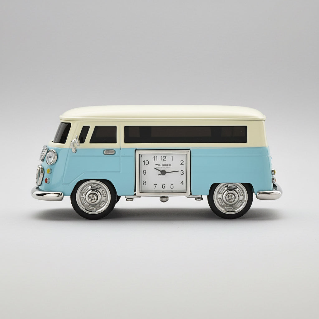Miniature Blue VW Camper Van Clock
