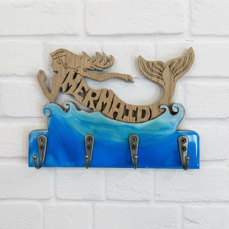 Mermaid Wood and Resin Key Holder