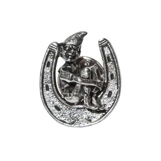 Cornish Pewter Lucky Piskie Horse Shoe Pin Badge