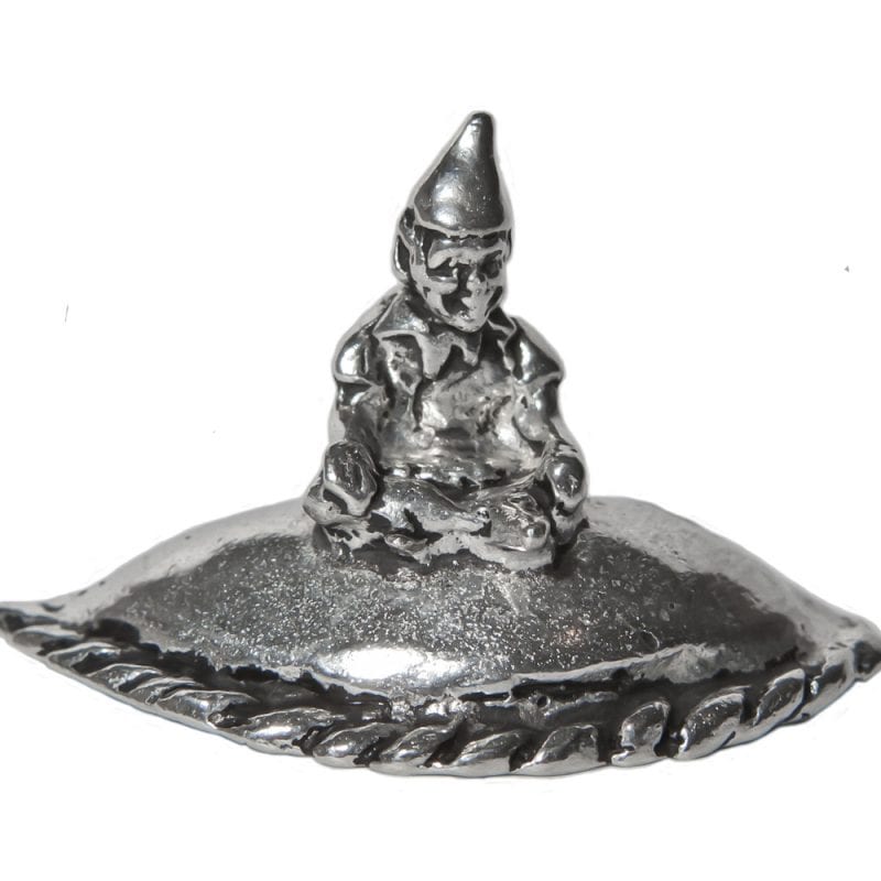 Cornish Pewter Piskie on a Pasty