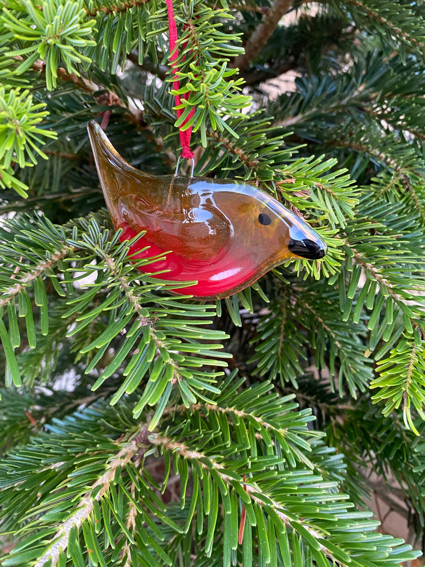 Glass Handmade Robin Christmas Tree Decoration