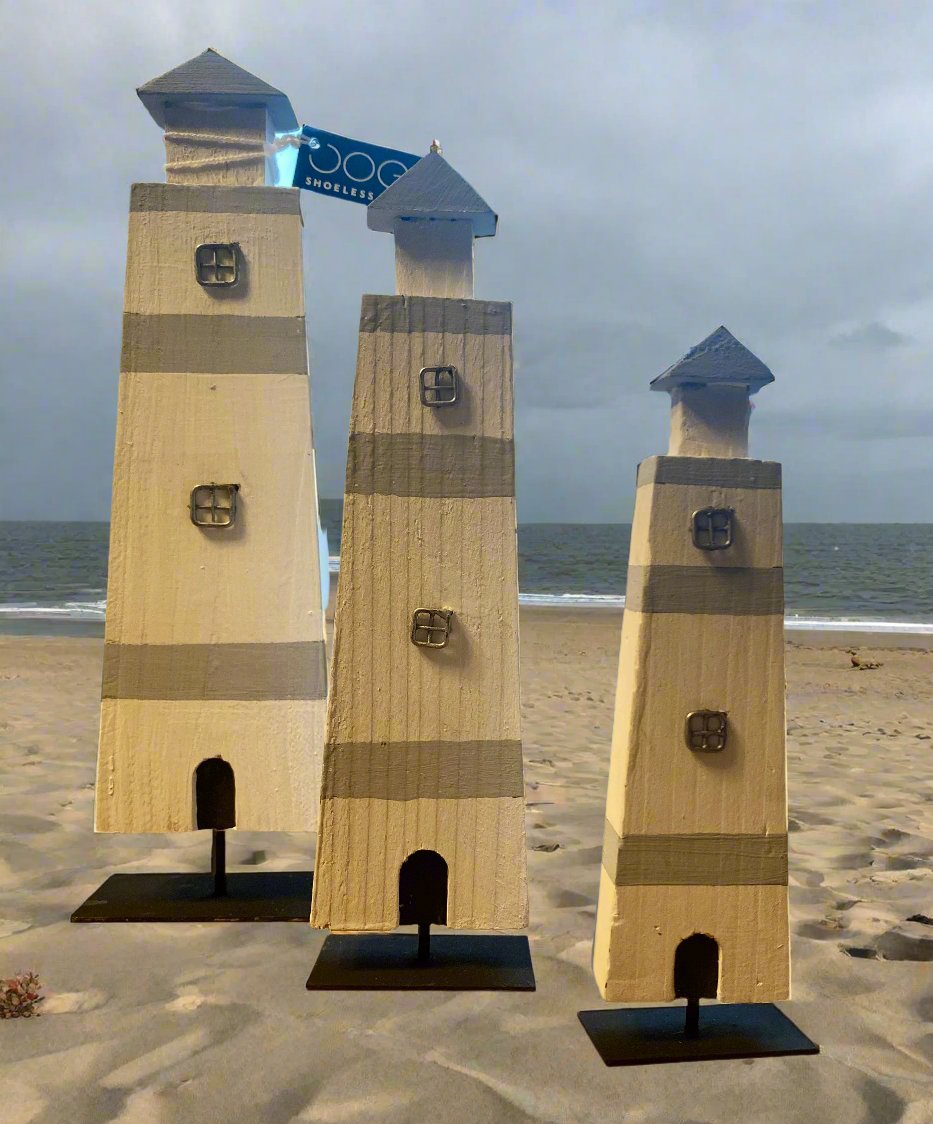 Wooden Lighthouses Set of 3 by Shoeless Joe