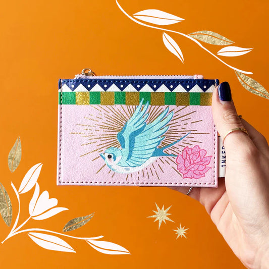 Inked Bird Zip Purse