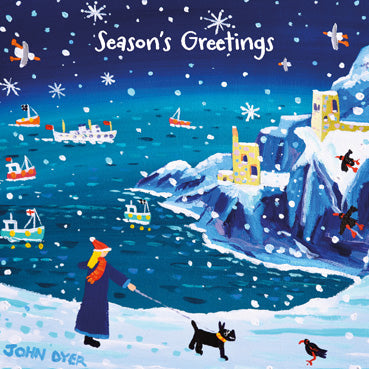 John Dyer Snowy Encounter over Botallack Christmas Card Pack