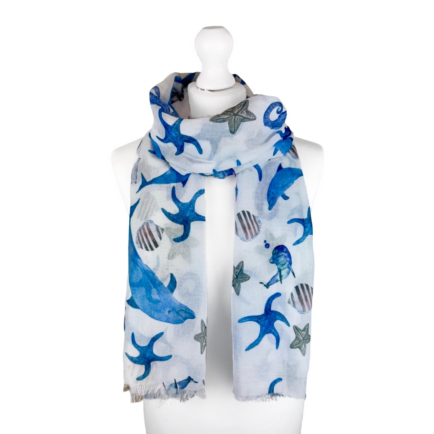 Sealife Print Scarf, Blue