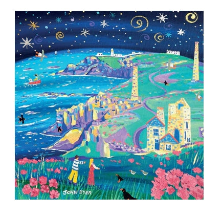 John Dyer Starlit Walk to Pendeen Lighthouse Greetings Card
