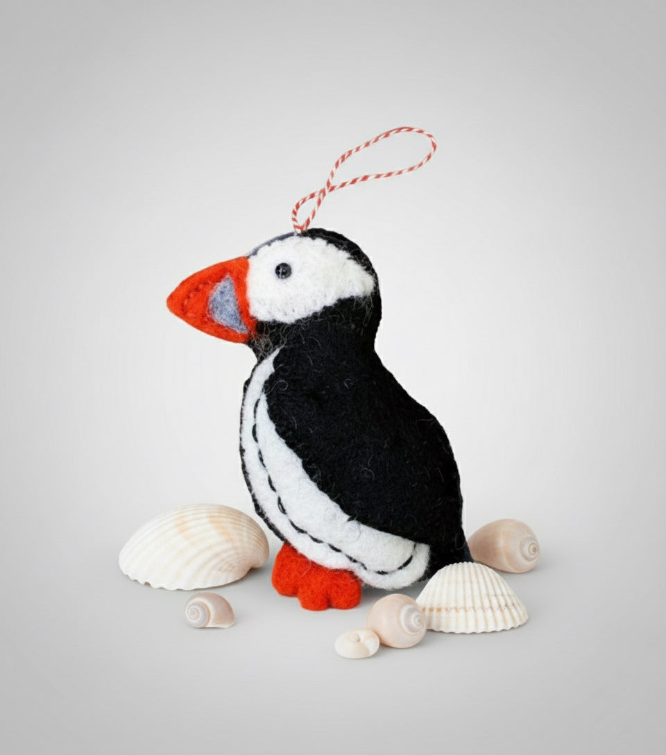 Handmade Felt Puffin, 100% Wool