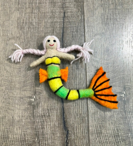 Handmade Hanging Felt Mermaid, 100% Wool