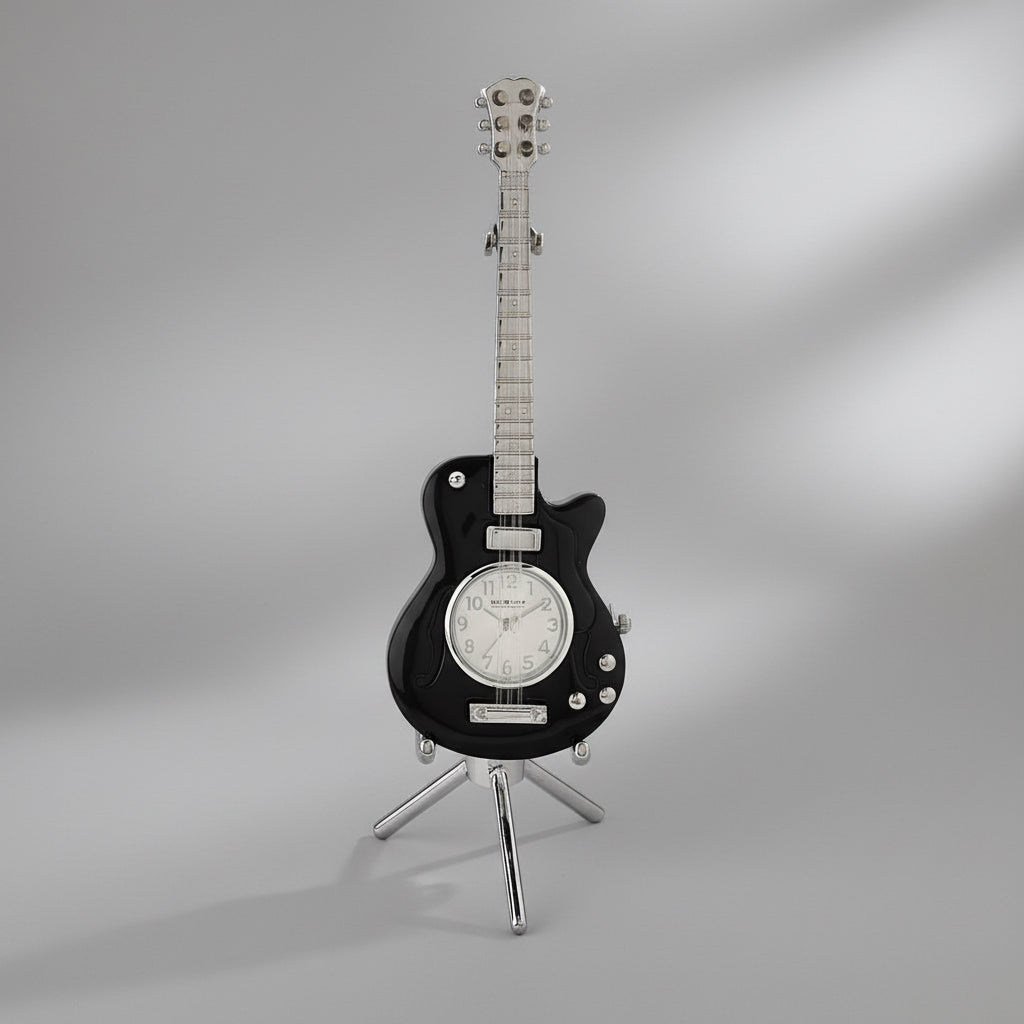 Miniature Black Guitar Clock