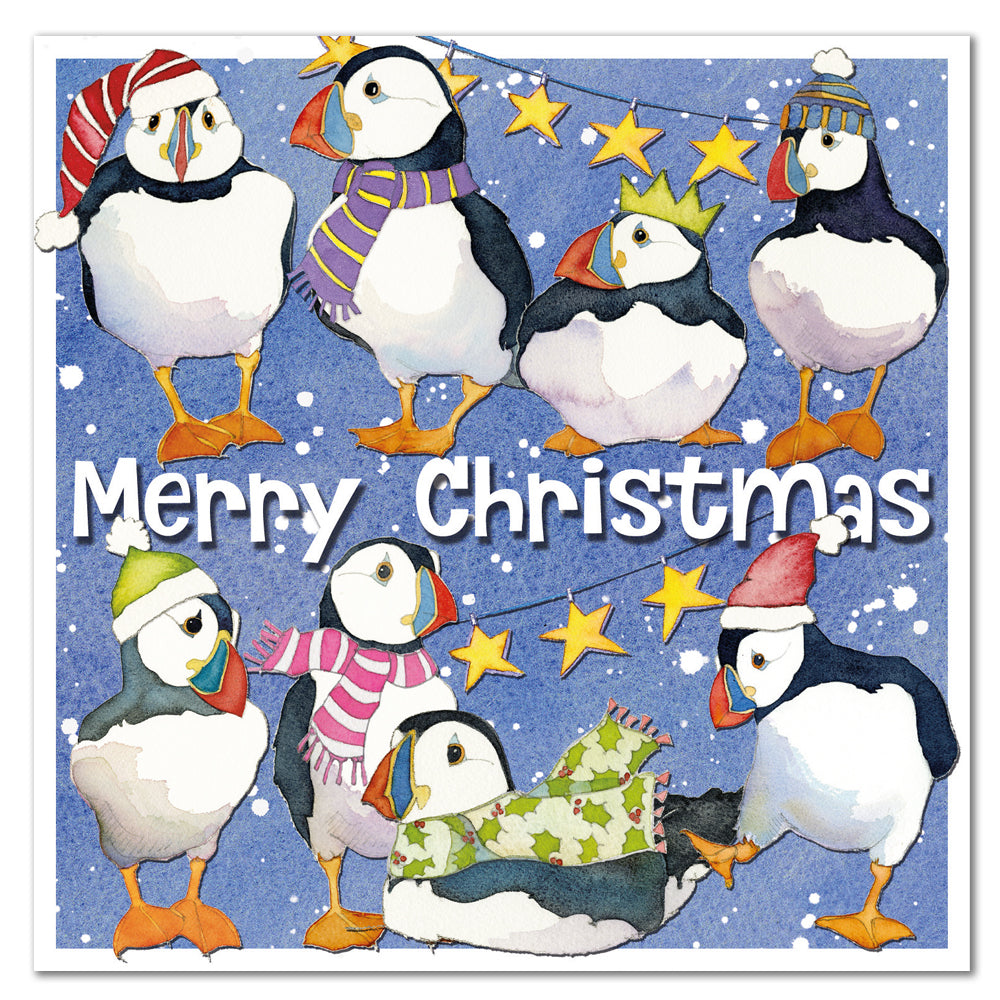 Party Puffins Christmas Card, 6 Pack