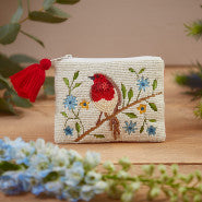 Beaded Robin Purse, with Sequins and Tassel Zip