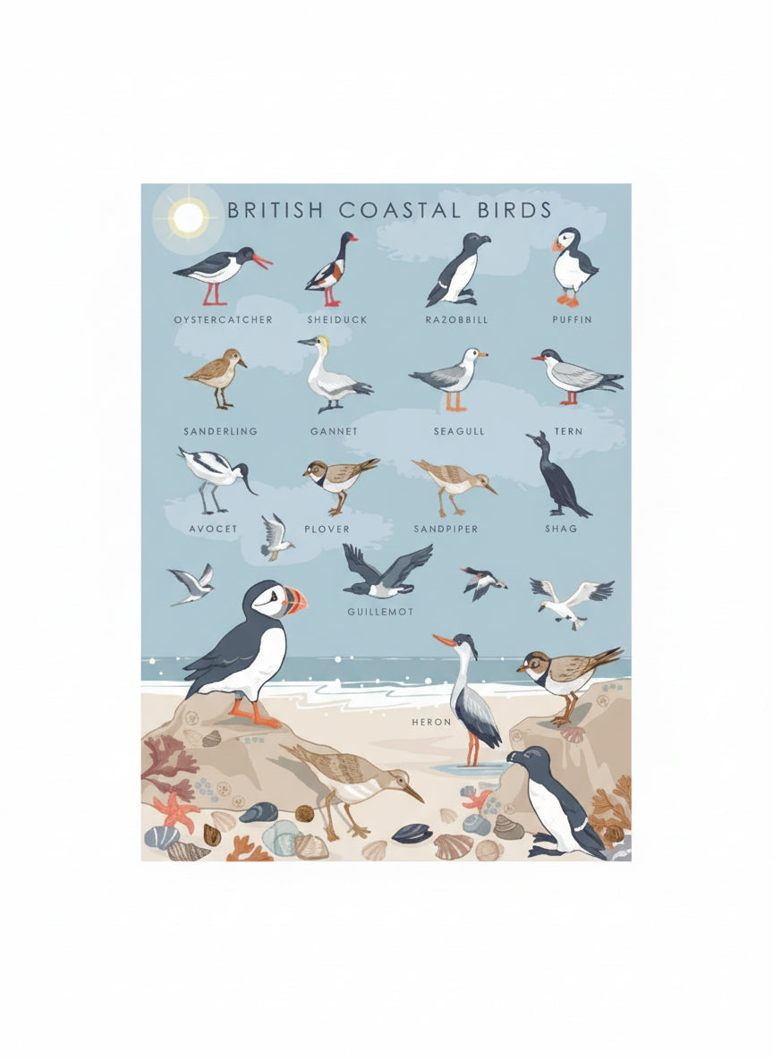 British Coastal Birds Guide Greetings Card