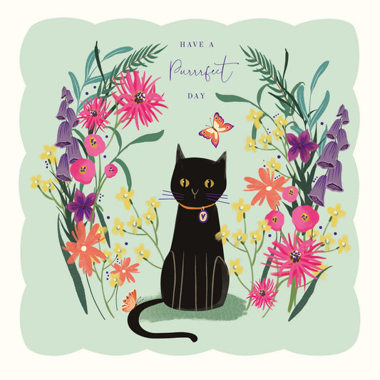 Cat Amongst Flowers Greeting Card