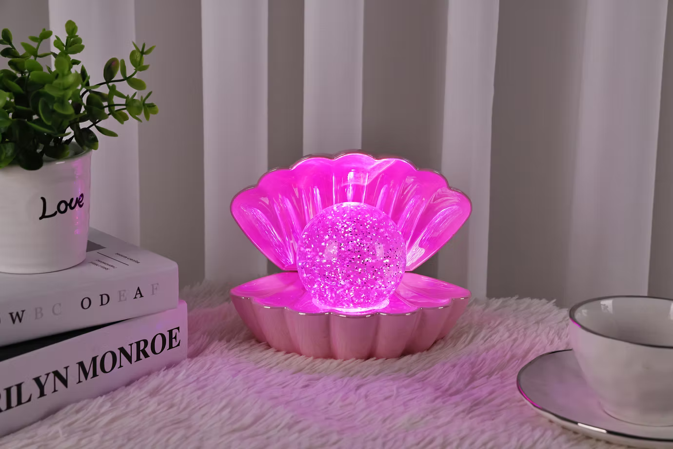 Colour Changing Mood Lamp Clam Shell - Pink Pearl