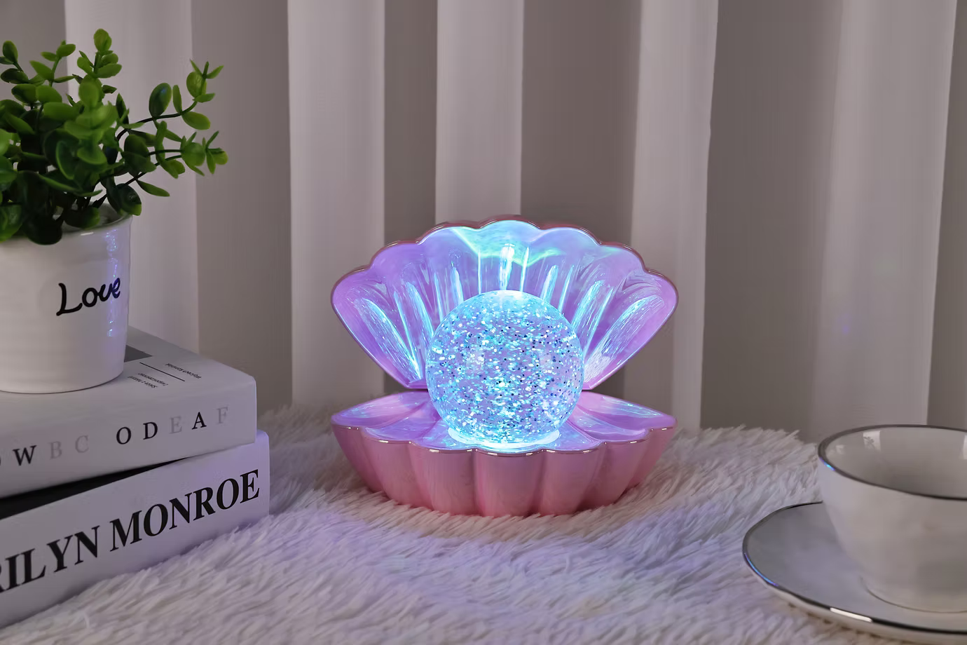 Colour Changing Mood Lamp Clam Shell - Pink Pearl