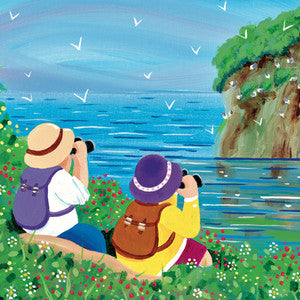 Nikky Corker Cliff-top Twitchers Greetings Card