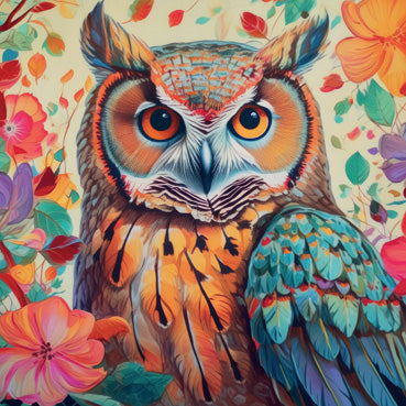Colourful Owl Blank Greeting Card